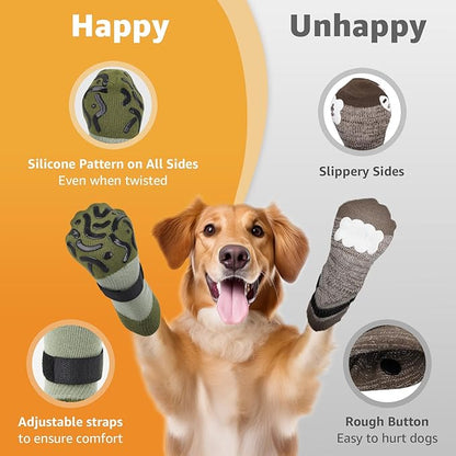 Double Sides Non-Slip Dog Socks to Prevent Licking Paws - Strong Traction for Paw Protector, Senior Dogs, Hardwood Floors, Dog Booties with Grippers - Size Small