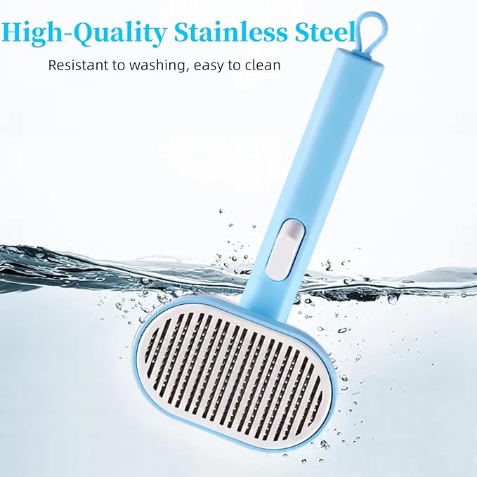 Cat Brush with Release Button for Shedding and Grooming, Self-Cleaning Shedding Brush for Easy Hair Removal, Suitable for Long and Short Haired Cats & Dogs