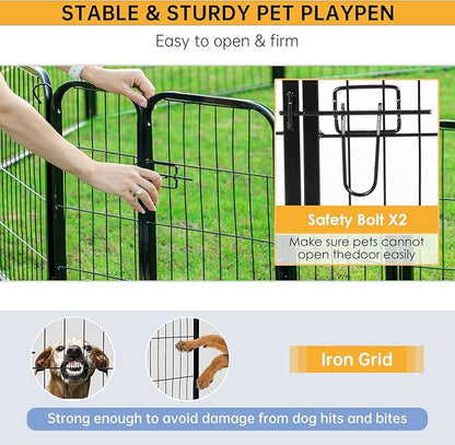 BestPet | Dog Playpen | 24 Inch, 32 Panels | Heavy Duty Metal Pet Exercise Pen | Indoor Outdoor Fence Panels | Rust-Resistant, Removable, Tool-Free Setup | Anti-Skid, Expandable Design