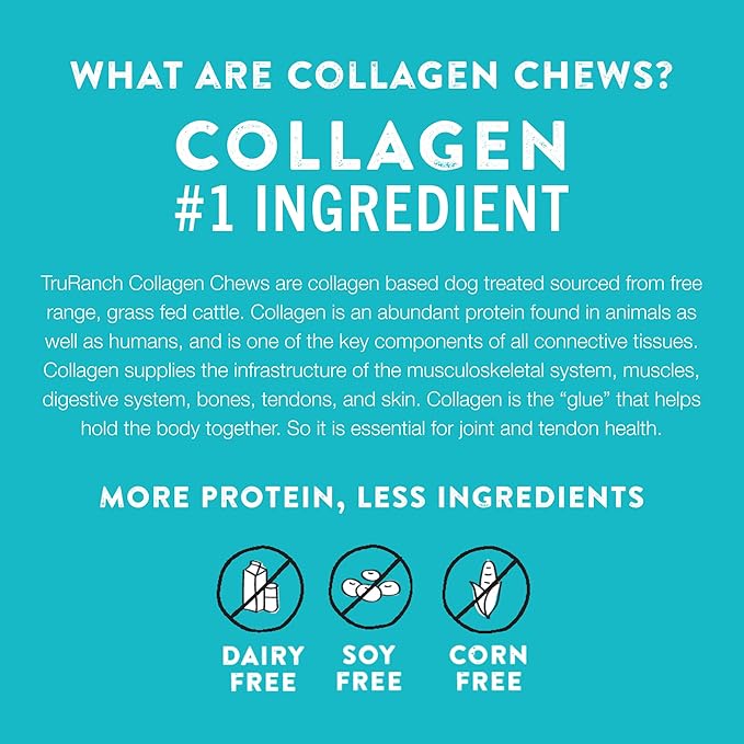 TRURANCH Collagen Rolls - 9" Collagen Rolls for Dogs - Long Lasting Healthy Joint Support Dog Treat - Rawhide Alternative - Skin & Coat Health - Made with Real Peanut Butter, 1 Bag, 3 Count