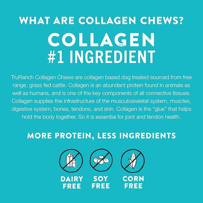 TRURANCH Collagen Rolls - 9" Collagen Rolls for Dogs - Long Lasting Healthy Joint Support Dog Treat - Rawhide Alternative - Skin & Coat Health - Made with Real Peanut Butter, 1 Bag, 3 Count