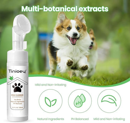 Dog Paw Care Kit | Dog Paw Cleaner for Dogs & Cats (6.8oz) | Dandelion No Rinse Clean Paws Foaming Cleanser | Pet Paw Cleaner Foot Washer w/Natural Lick Safe Dog Paw Pad Blam Stick(2.4 oz)
