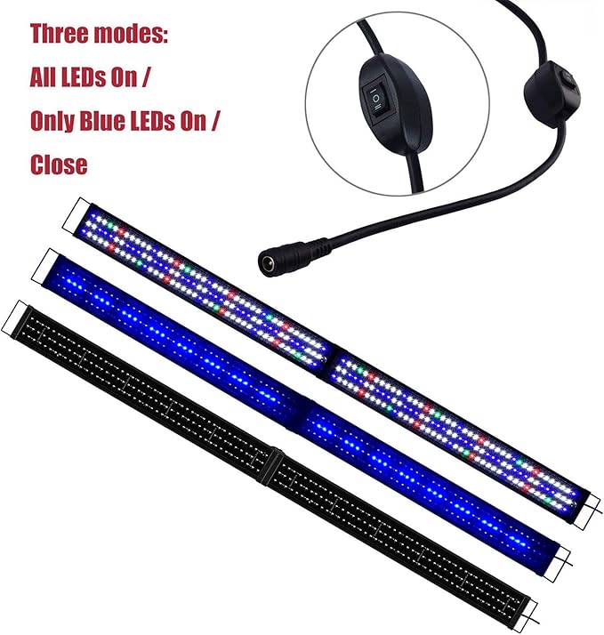 KZKR Upgraded Aquarium Light LED Full Spectrum 72-84 inch Hood Lamp for Freshwater Marine Plant 180-210 cm Multi-Color Decorations Fish Tank Light