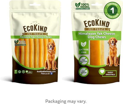 EcoKind Pet Treats Gold Himalayan Yak Cheese Dog Chew, Yak Dog Treats for Active Chewers, 100% Natural & Healthy Chew Sticks for Small & Large Dogs, Assorted Set of Big & Small Yak (1 Large Stick)