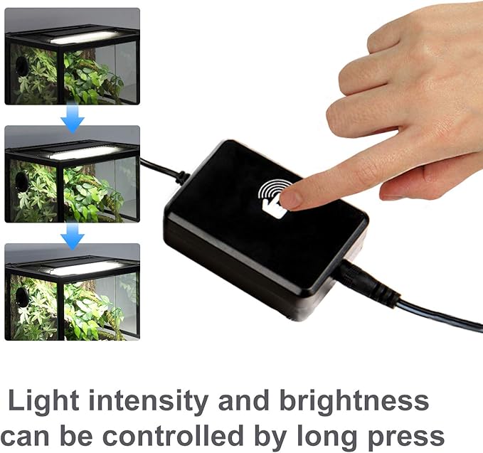 REPTI ZOO Reptile Aquarium Terrarium LED Light Ultra-thin Day and Night Light for Reptiles Aquarium Light, 3-Color Modes LED Light Hood 15W for 18 inch or Larger Terrariums for Reptile Plant Fish Tank