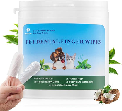 Dog Teeth Cleaning Wipes Nature Pet Dental Finger Wipes for Dogs Cats Remove Bad Breath,Reduce Plaque and Tartar Buildup Disposable Gentle Pet Dental Care-100Ct