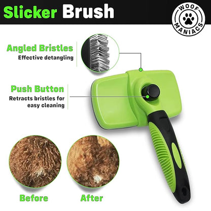 Doodle Grooming Kit with Carrying Case - Labradoodle, Goldendoodle, Bernadoodle & Poodle Slicker Brush, Dematting Comb, Grooming Scissors & Detangling Brush - Short & Long Haired Dog Kit