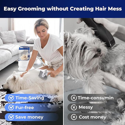 Dog Grooming Kit with Vacuum Clippers: Dog Vacuum for Shedding Grooming with Pet Hair Trimmer - 3L Pet Grooming Vacuum for Dogs Low Noise
