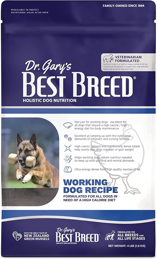 Best Breed Working Dog Diet Made in USA [Natural High Calorie Dry Dog Food] - 4lbs