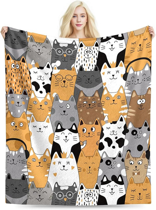 Cat Blanket, Cats Gifts for Girls Women, Cat Gift for Cats Lovers, Birthday Gifts Decor Throw Blanket 50"x60"