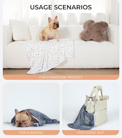 Luciphia 1 Pack 6 Dog Blankets Cat Soft Fluffy Fleece Pet Blanket Warm Cute Print Design Puppy Kitten Doggy Dot Medium(30"x20")
