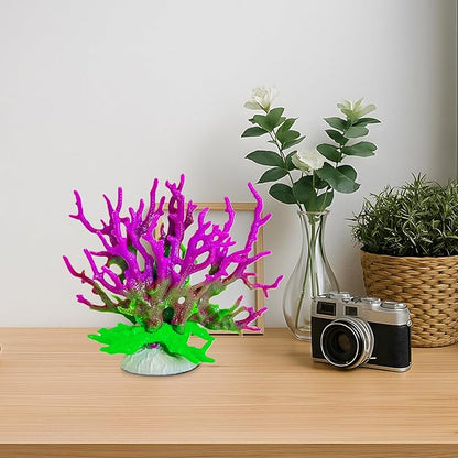 kathson Artificial Coral Ornament Resin Coral Decor for Fish Tank Underwater Sea Plants Decorations Aquarium Landscape (Purplish Green)