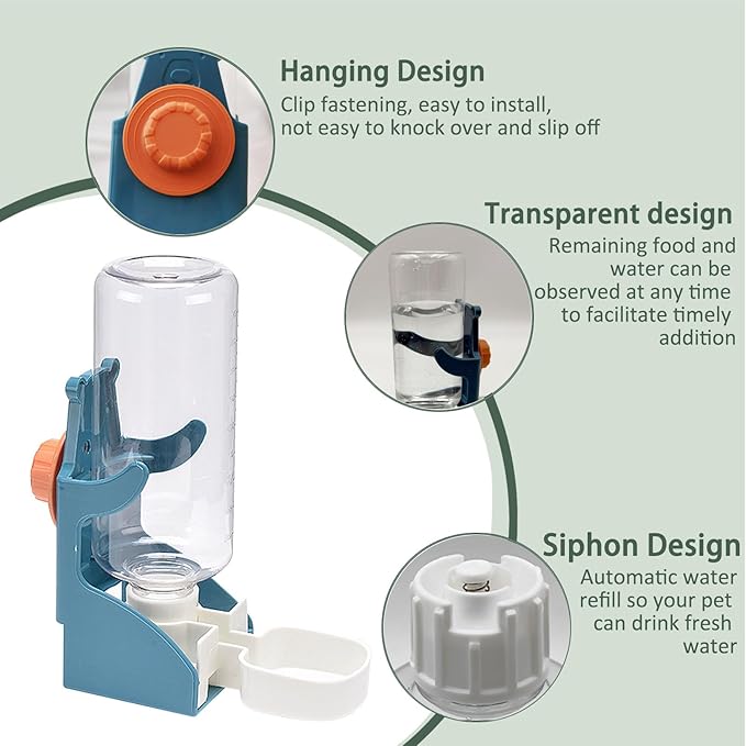 No Mess Bird Feeder Water Dispenser Set, Automatic Transparent Parrot Feeder Acrylic Parrot Food Container Drinker Cage Accessories for Small Birds Canary Parakeet Finch (Purple + Blue, 1)