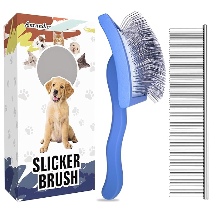 Dog Slicker Brush for Goldendoodles & Golden Doodle Brush for Grooming Kit - Dog Brush for Goldendoodle, Labradoodle, Poodles - Pet Hair Brush for Medium & Long Haired Dogs - Large(Blue)