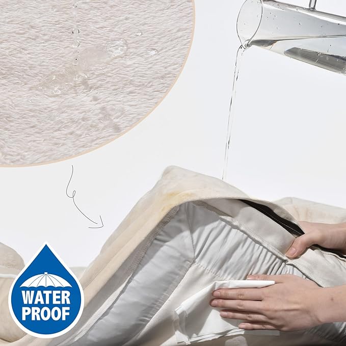 Waterproof Dog Beds for Large Breed Dogs, Large Dog Beds Orthopedic Foam, Comfy Pet Bed Sofa with Washable Removable Cover & Non-Slip Bottom(Large,Beige)