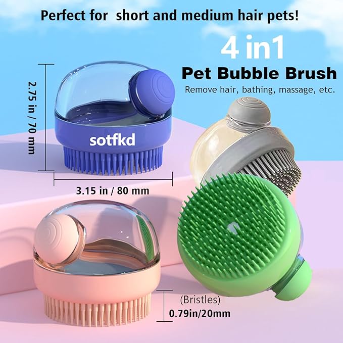 Dog Bath Brush,Dog Shampoo Brush,Cat Bath Brush,Cat Shampoo Brush,Cat Shampoo Brush,Dog/Pet Grooming/Scrubber,with Shampoo Dispenser,Suitable for dog and cat showers