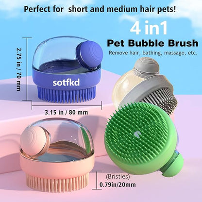 Dog Bath Brush,Dog Shampoo Brush,Cat Bath Brush,Cat Shampoo Brush,Cat Shampoo Brush,Dog/Pet Grooming/Scrubber,with Shampoo Dispenser,Suitable for dog and cat showers