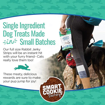 Smart Cookie Single Ingredient Rabbit Jerky Dog Treats - Training Treat Strips for Dogs and Puppies with Allergies, Sensitive Stomachs - Dehydrated, 100% Meat, Grain Free, Made in USA - 3oz, Pack of 1