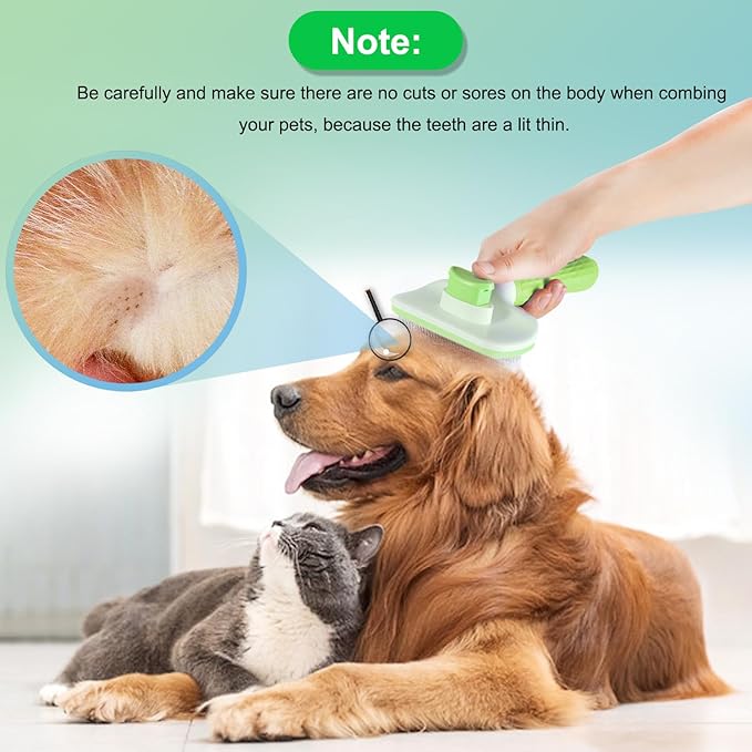 Dog Brush, Cat Brush, Dog Brush for Long and Short Hair, Pet Grooming Brush, Self-cleaning Slicker Brush Remove Pet Hair from Brush with One Button