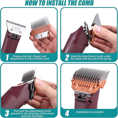 10W/15W/30W Dog Animal Stainless Steel Wide Clipper Attachment Guard Comb Set for A5 Series | Snap-On/Off Design Combs,Only Fir for 10W/15W/30W Wide Blade (12-Piece)