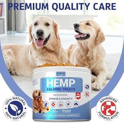 Natural Hеmp Calming Chews for Dogs w/Valerian Root & Melatonin/Hip Joint Health + Mood & Behavior Aid for Fireworks, Thunderstorms, Separation/Tasty Calming Treats 120 ct