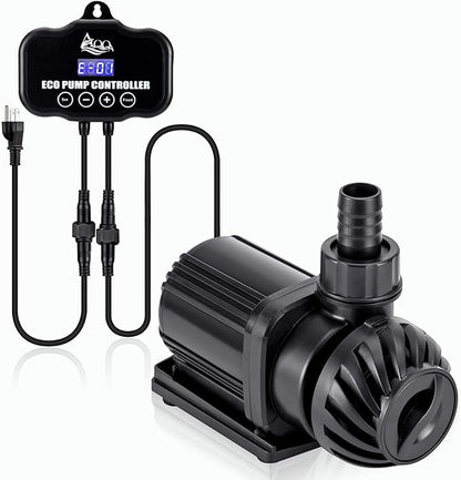 AQQA Controllable Aquarium Water Pump,55W 16000GPH Circulation Make Wave/Feed Mode/20 Options Flow Adjustable, Amphibious Submersible or Land Powerful Return Pump for Saltwater & Freshwater
