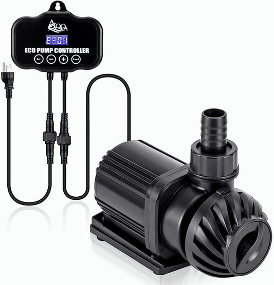 AQQA Controllable Aquarium Water Pump,55W 16000GPH Circulation Make Wave/Feed Mode/20 Options Flow Adjustable, Amphibious Submersible or Land Powerful Return Pump for Saltwater & Freshwater