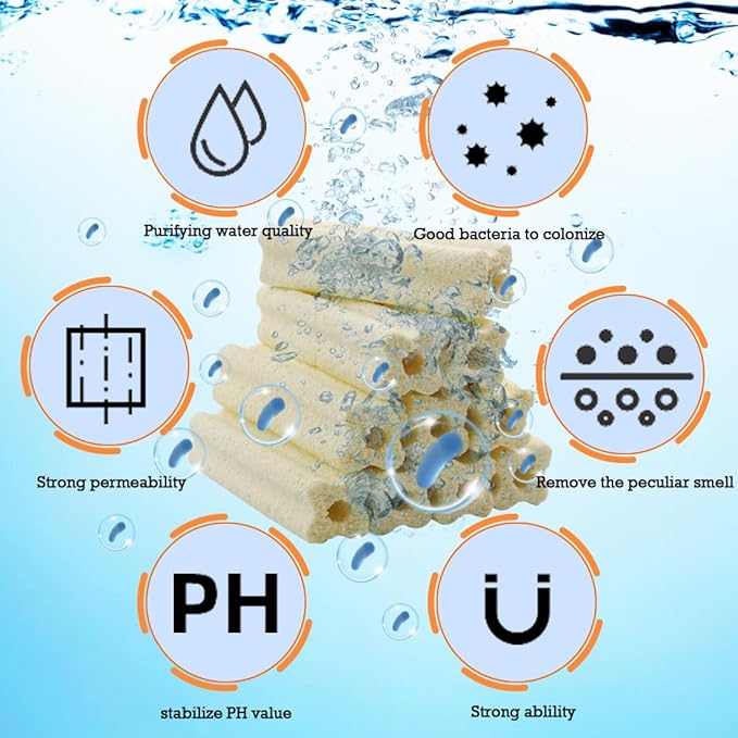 PINVNBY 10 Pcs Long Filter Media for Fish Tank,6.2 Inch Aquarium Ceramic Bio Media Blocks for Freshwater and Saltwater Sump Tank,Aquaculture and Koi Ponds