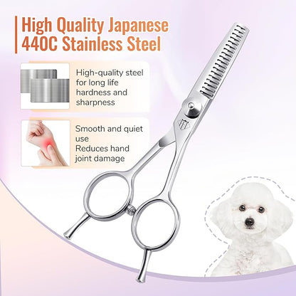 Dog Grooming Scissors: 4.75" Pet Thinning Shears Made Of Advanced Stainless Steel Alloy for Trimming Dogs Cats and Other Pets Face and Paws