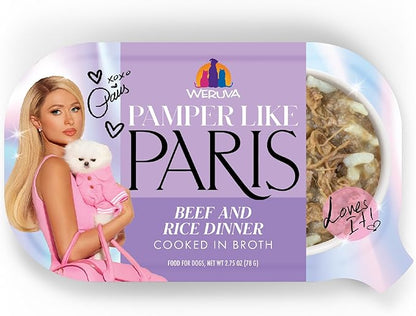 Weruva Paris Hilton Pamper Like Paris Natural Wet Dog Food, Beef and Rice, 2.75oz Cup (Pack of 10)