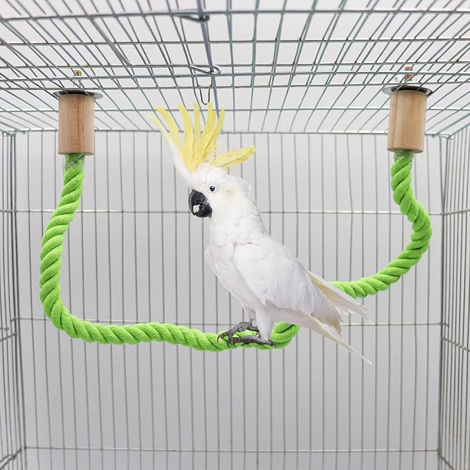2 Pack Bird Hemp Rope Perch Swing, Bird Cage Stand Pole Accessories, Paw Grinding Standing Climbing Perch for Parrot, Parakeet, Budgies, Lovebirds (47.2 inches/120 cm)