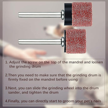 22 Pet Nail Grinder Replacement Kit with Grit Sanding Bands Pet Smoother Claw Care Black Grinding Drums Dog Nail Grinder Replacement Dog Claw Grooming Supplies(1/2 Inch 60 Grit and 100 Grit)
