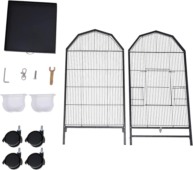 39.9'' Iron Parakeet Bird Cage, Pet Bird Flight Cages with Rolling Stand for Conures Lovebirds Cockatiels Finches Parrot Pet House, Small to Medium Birds