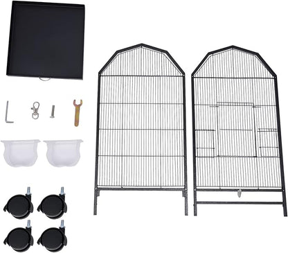 39.9'' Iron Parakeet Bird Cage, Pet Bird Flight Cages with Rolling Stand for Conures Lovebirds Cockatiels Finches Parrot Pet House, Small to Medium Birds