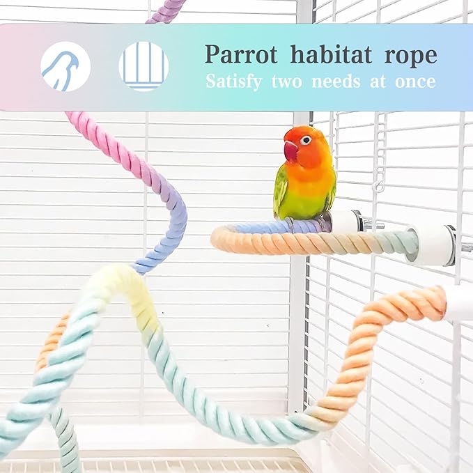3pcs Gradient Colorful Bird Rope Perch Stand,Bird Cage Climbing Rope Toys Accessories,Bendable Climbing,Parakeet Lovebirds Cockatiels Budgies Play (15.7'',23.6'',39.3''BB)
