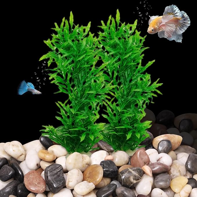 Plastic Fish Tank Plants Decoration Artificial Seaweed Ornament for Fish Tank Decor Plastic Plant for Betta Shrimp 2 Pcs About 13 inch