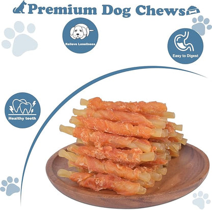 Dog Treats Soft Chews Rawhide Free Chicken Wrapped Cod Sticks for Puppy Training Snacks Dog Chews Treats 2lb