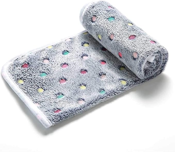1 Pack 3 Blankets Super Soft Cute Dot Pattern Pet Blanket Flannel Throw for Dog Puppy Cat Blue/Purple/Grey Small