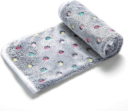 1 Pack 3 Blankets Super Soft Cute Dot Pattern Pet Blanket Flannel Throw for Dog Puppy Cat Blue/Purple/Grey Large