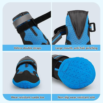 Dog Shoes for Large Medium Small Dog, Mesh Breathable Dog Shoes for Hot Pavement, Anti-Slip Dogs Boots Paw Protectors with Reflective for Outdoor Walking Indoor Hardfloors (Size 4)