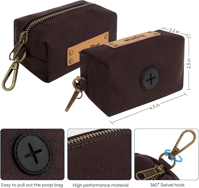 Wisedog Dog Collar and Leash Set, Waterproof Adjustable Puppy Collars with Cute Tag 6FT Dog Leash with Poop Bag for Small Medium Large Dogs (XS(Collar:8.5"-12";Leash:4 ft), Brown)