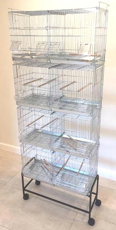 Lot-4 NO Rust Stainless Galvanized Zinc Stackable Breeder Bird Flight Cage Side Breeding Nest Door with Removable Divider Detachable Rolling Stand