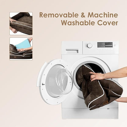 EHEYCIGA Orthopedic Dog Bed for Small Dogs, Waterproof Memory Foam Small Dog Beds with Sides, Non-Slip Bottom and Egg-Crate Foam Medium Dog Couch Bed with Washable Removable Cover, Brown