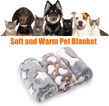 3 Pack Cat and Dog Blanket Soft & Warm Fleece Flanne Pet Blanket, Great Pet Throw Sleep Mat for Puppy Cats Small Medium & Large Dogs Cute Star/Love/Bone(Large 40" x 30")