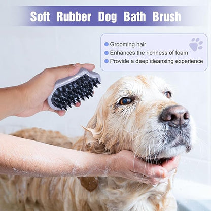 2PCS Dog Brush for Shedding and Bathing, Dog Grooming Tools Set for Short/Long Haired Dogs & Cats, Slicker Pin Hair Brush for Removing Loose Fur and Tangles, Soft Rubber Brush for Washing