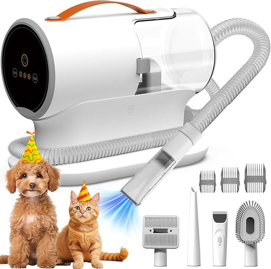 Dog Hair Vacuum & Dog Grooming Vacuum, 12000Pa Strong Pet Grooming Vacuum, 2L Large Capacity Dog Vacuum for Shedding Grooming, Pet Hair Grooming Trimming, Quiet, 5 Pet Grooming Tools
