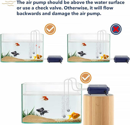 hygger Aquarium Air Pump,Adjustable Oxygen Pump，Silent Powerful Aerator Pump 2W/3W/4.5W/6W/ 1/2 Air Outlets Ultra for Up to 100 Gallon Tank