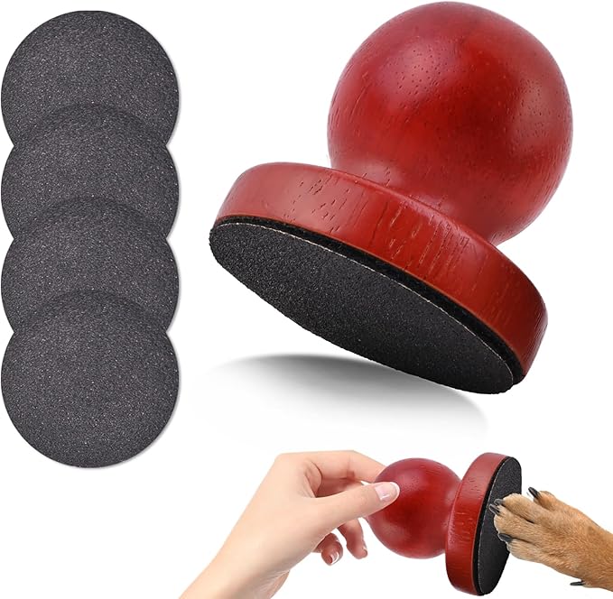 Dog Nail File Dog Scratch Board for Nails Wooden Handicraft Cat Dog Nail Scratch Pad with 4 Pcs Replaceable Sandpaper Dog Trainning Accessories Stress Free Nail Filing for Dogs(Chocolate)