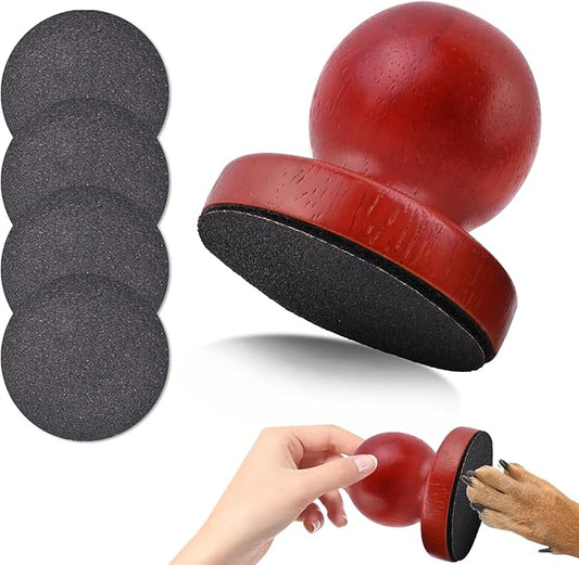 Dog Nail File Dog Scratch Board for Nails Wooden Handicraft Cat Dog Nail Scratch Pad with 4 Pcs Replaceable Sandpaper Dog Trainning Accessories Stress Free Nail Filing for Dogs(Chocolate)