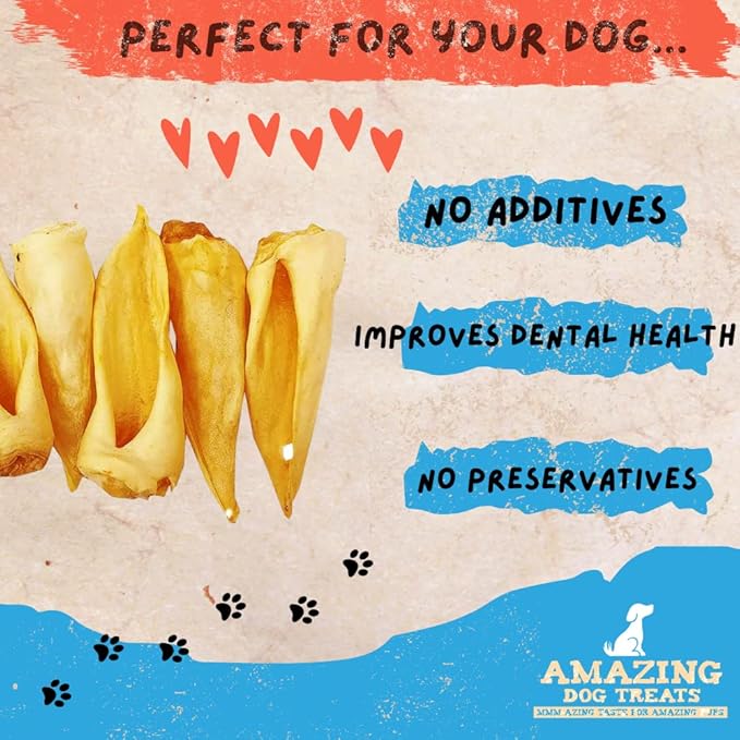 Amazing Dog Treats - Lamb Ears (25 Pcs/Pack) - Natural Dog Chews -Rawhide Alternative - No Hide Dog Bones